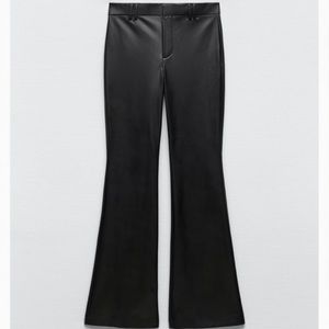 Zara FAUX LEATHER FLARED PANTS M